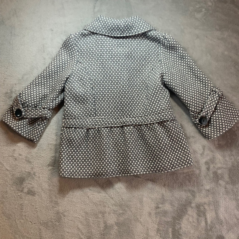 Luii Womens Grey White Geometric Button Front Swing Coat 3/4 Sleeve Size L - Picture 6 of 8